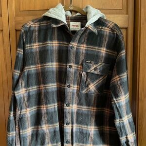 Men's Wrangler Flannel Hoodie Button Down